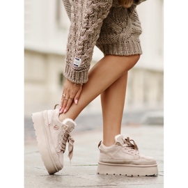 Beige Velarisea Platform Sneakers dam med pälsfoder 2
