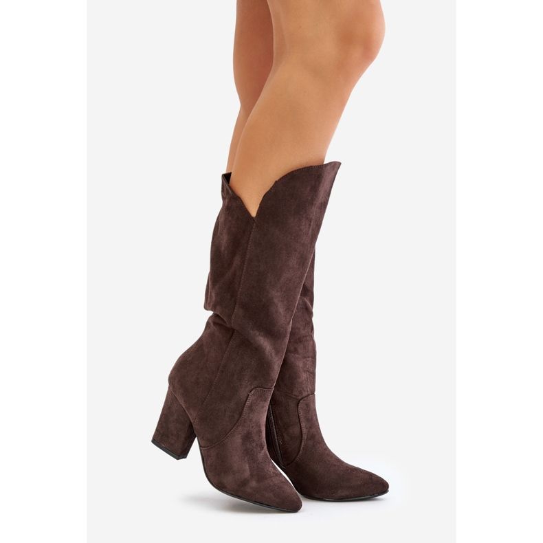 Over-the-knee boots gjorda av eko-mocka, brun Clorira 1