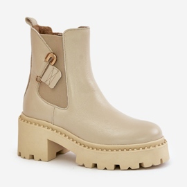 Zazoo 60490 Varma ankelstövlar i läder med dekoration ljusbeige 5