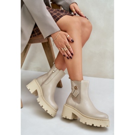 Zazoo 60490 Varma ankelstövlar i läder med dekoration ljusbeige 8