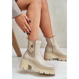 Zazoo 60490 Varma ankelstövlar i läder med dekoration ljusbeige 9