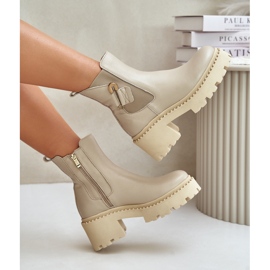 Zazoo 60490 Varma ankelstövlar i läder med dekoration ljusbeige 10