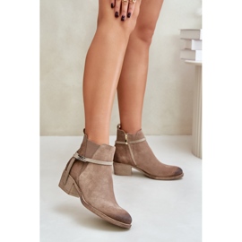 Zazoo 60478 Stövlar med hög klack i mocka, isolerade, fästs med dragkedja, beige 2