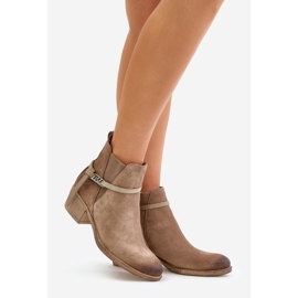 Zazoo 60478 Stövlar med hög klack i mocka, isolerade, fästs med dragkedja, beige 1