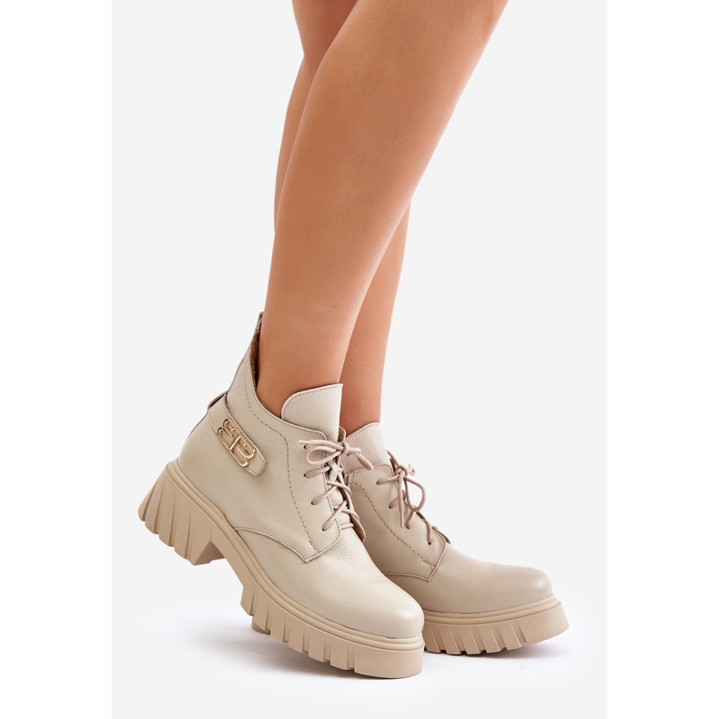 Zazoo 60483 Läderstövlar med låga toppar, varmbeige 1