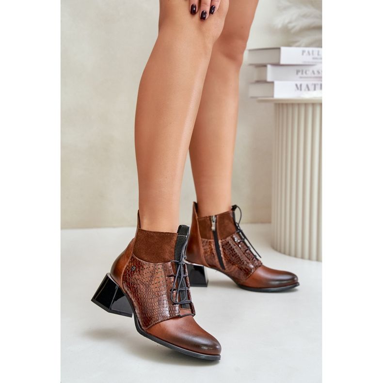 Zazoo 60503 Stövlar med hög klack i brunt läder 2