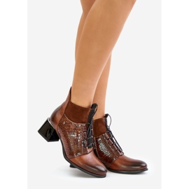 Zazoo 60503 Stövlar med hög klack i brunt läder 1