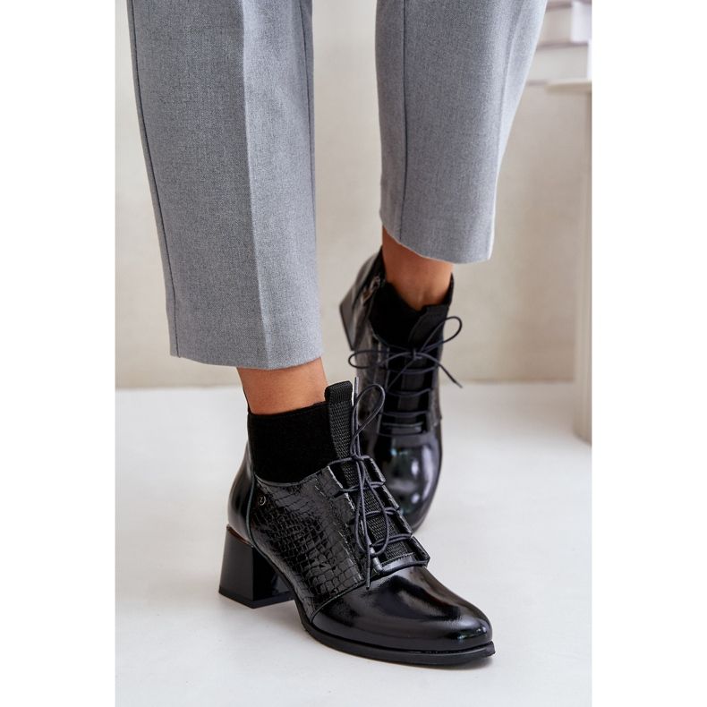 Zazoo 60503 Högklackade läderstövlar, varma, svarta 2