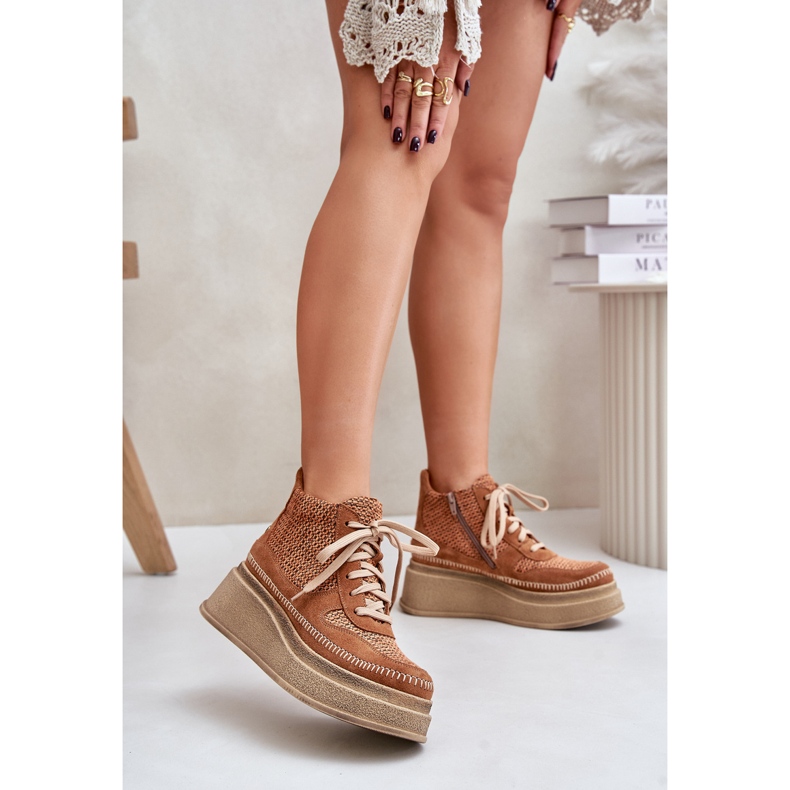 Läderstövlar på plattform och kil Maciejka 06759-29 Brun 2