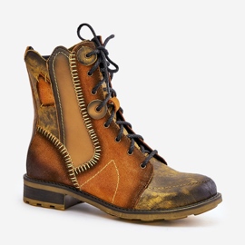 Läder Flat Boots för kvinnor Maciejka 06719-07 Gul 4