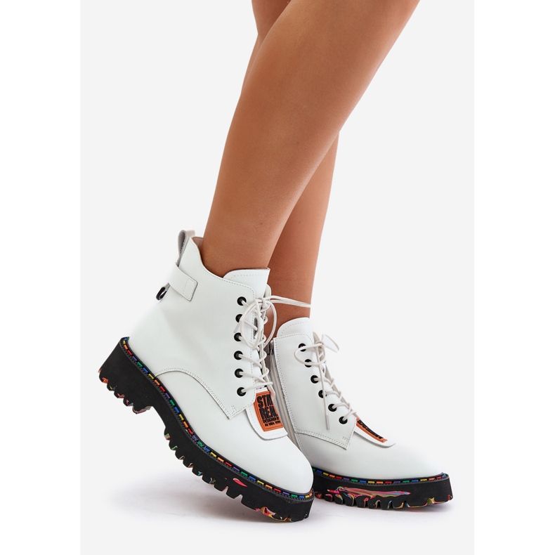 Damfångarstövlar i läder med dragkedja Artiker 55C0515 Vit 1