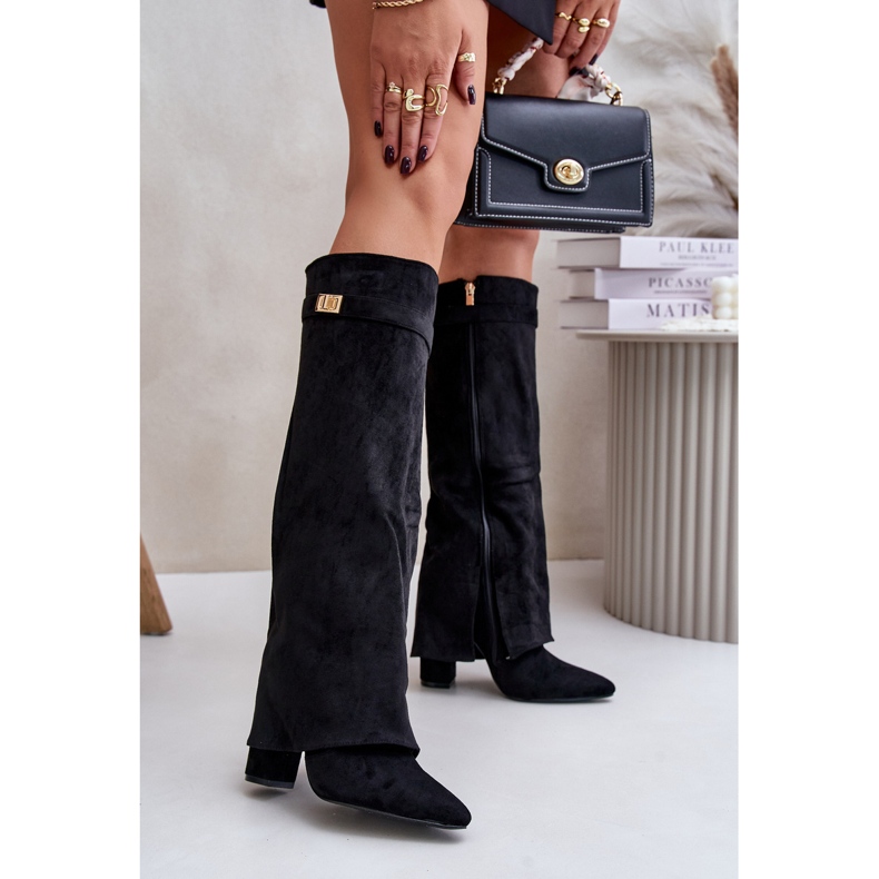 Svarta Urelli-isolerade högklackade stövlar med uppvikt ovandel 1