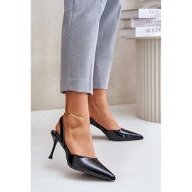 Lackade höga klackar med öppen klack, Black Emmizola svart 2