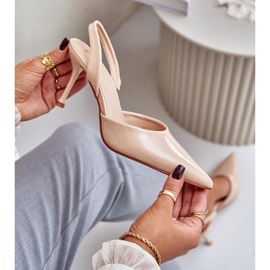 Lackade höga klackar med öppen klack, Beige Emmizola 2