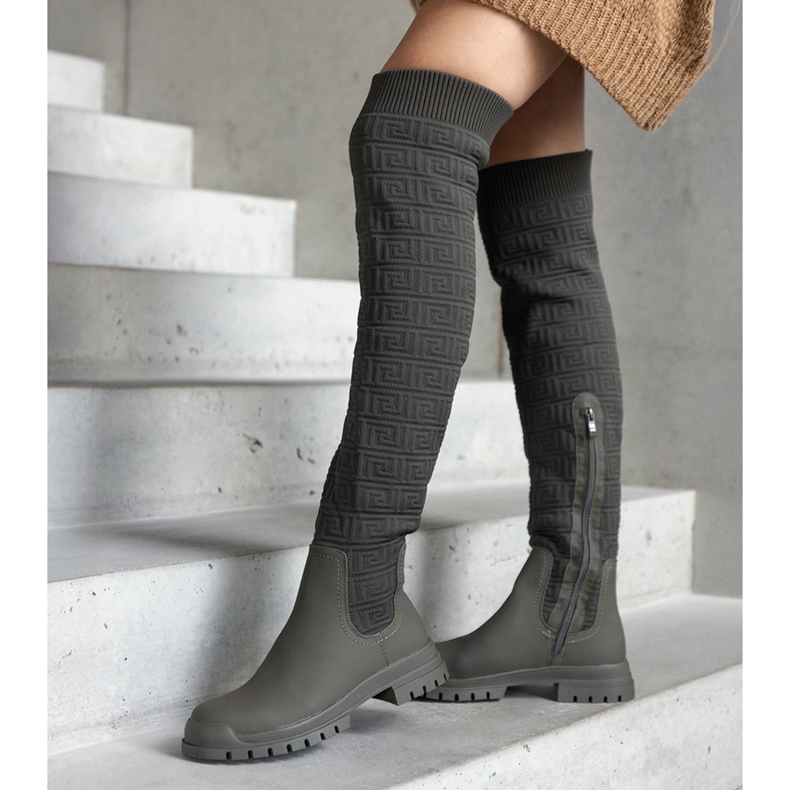 Gröna tygstövlar med en matt finish Scarlett 2