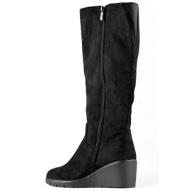 Klädd kilkänga för kvinnor i svart mocka 1