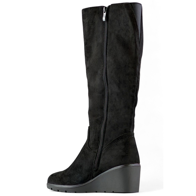 Klädd kilkänga för kvinnor i svart mocka 1