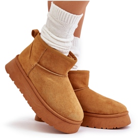 News Låga kvinnors snöstövlar på plattformen isolerad med kamelpäls brun 5