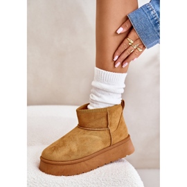 News Låga kvinnors snöstövlar på plattformen isolerad med kamelpäls brun 3