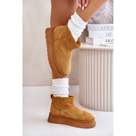 News Låga kvinnors snöstövlar på plattformen isolerad med kamelpäls brun 4