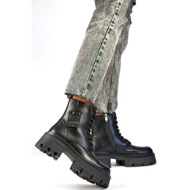 Kvinnors läderarbetare på plattformen, svart GD-TL56B 2