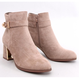 Eleganta Khalia Khaki högklackade ankelboots beige 1