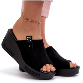 Vinceza flip-flops med hög wedge för kvinnor, svart 4