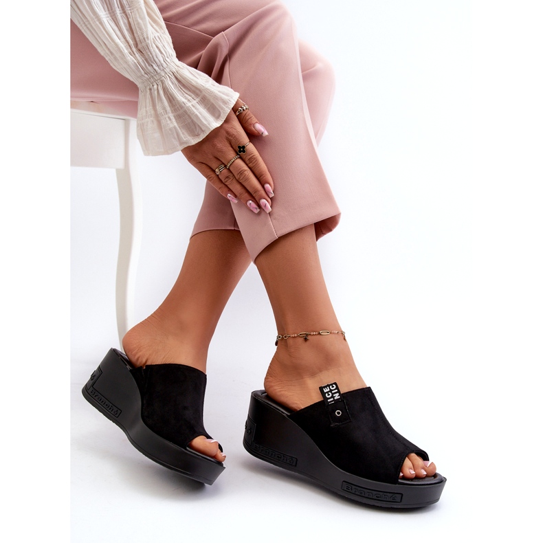 Vinceza flip-flops med hög wedge för kvinnor, svart 3