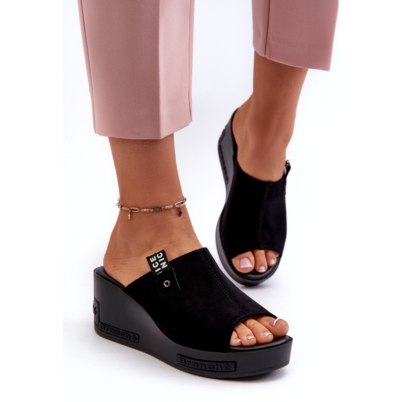 Vinceza flip-flops med hög wedge för kvinnor, svart 1