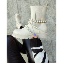 Chelsea-stövlar för damer med pärlor, beige 58090-1BE 2