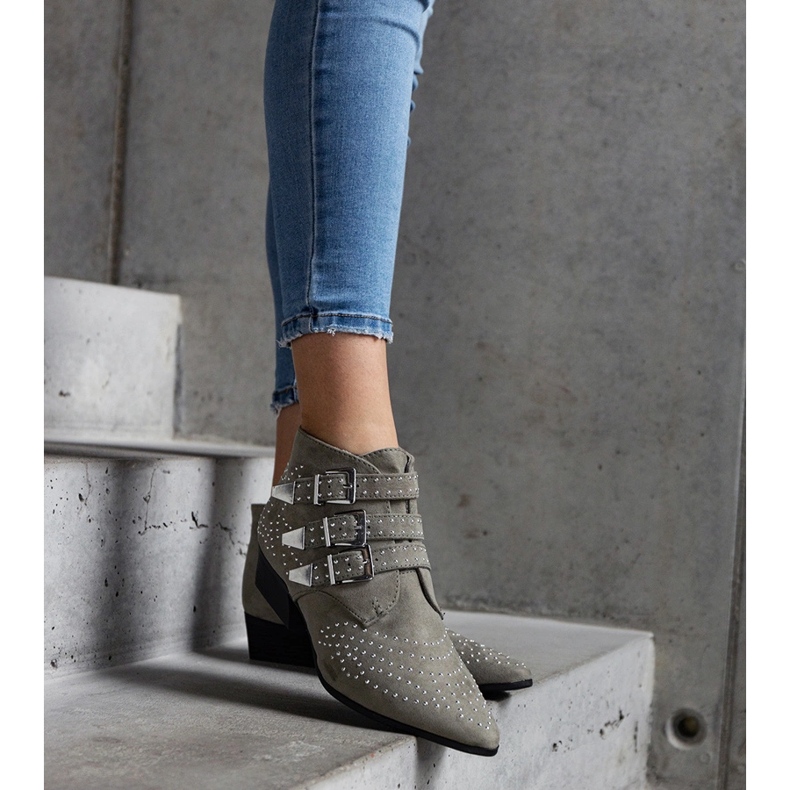 Gröna dekorativa lågklackade ankelboots Forever 1