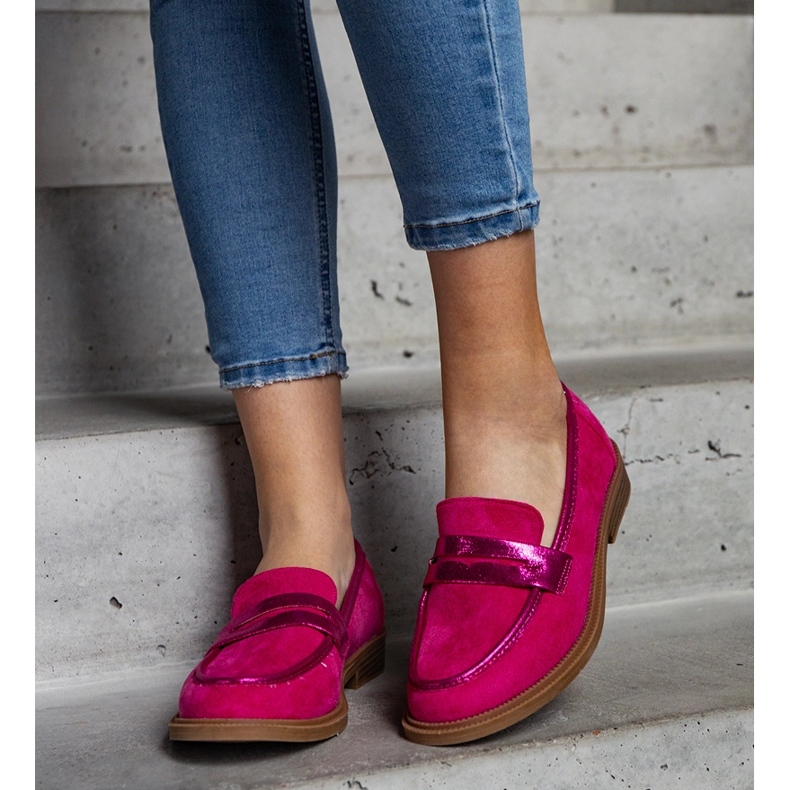 Rosa sammetsmockasiner med glänsande inlägg från Leonolena 2