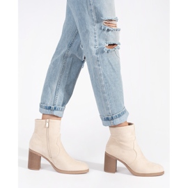 Klassiska stövlar i beige mocka för kvinnor 2