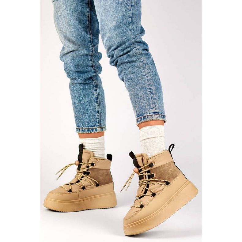 Snöskor för kvinnor med tjock sula, beige 24-72302BE 1