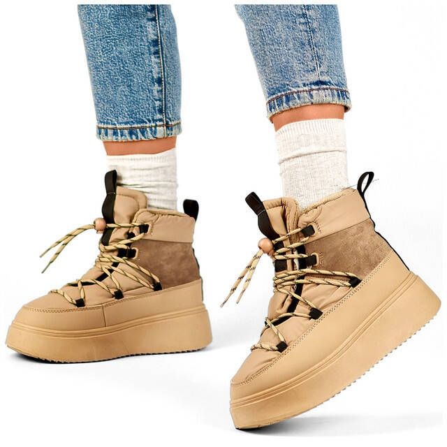 Snöskor för kvinnor med tjock sula, beige 24-72302BE 2