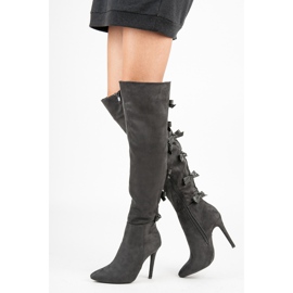 Vices Over-knee boots med rosett grå 1