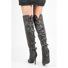 Vices Over-knee boots med rosett grå 2