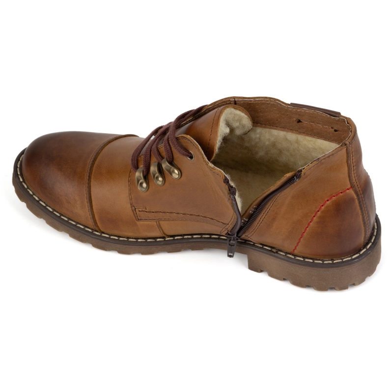 Olivier Korta vinterläderstövlar för män, 963MP, röda beige 1