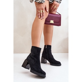 S.Barski Isolerade damstövlar på hög klack med dekoration D&amp;A MR880-130 Svart 2