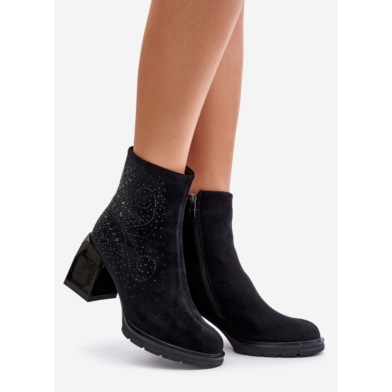 S.Barski Isolerade damstövlar på hög klack med dekoration D&amp;A MR880-130 Svart 1