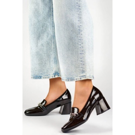 Högklackade damskor med dekoration, svart 24-58242B 2