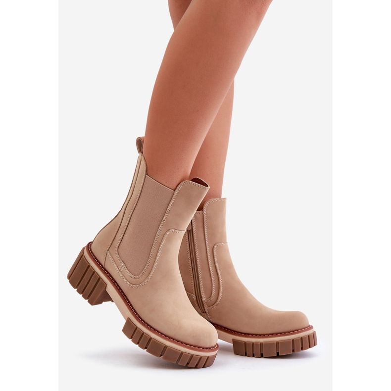 Beige Isolerad dragkedja Chelsea Boots Linneviae 1