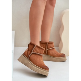 Snöskor i lädermocka på plattform och kilar Brun Maciejka 06769-29 Brun 2