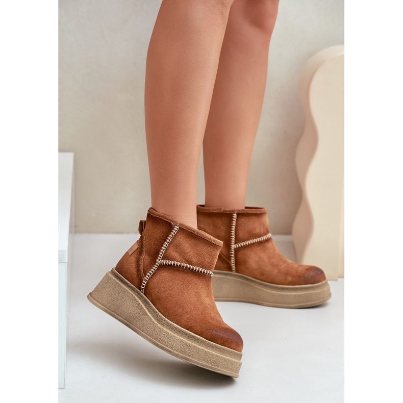 Snöskor i lädermocka på plattform och kilar Brun Maciejka 06769-29 Brun 2