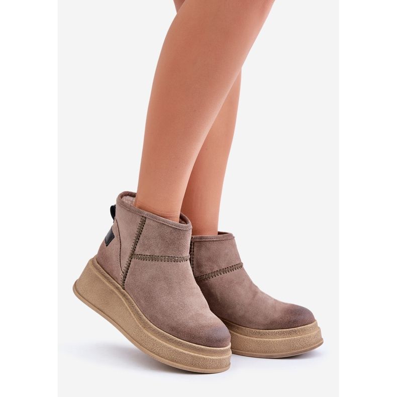 Snöskor i lädermocka på plattform och kil Maciejka 06769-02 Mörkbrun 1