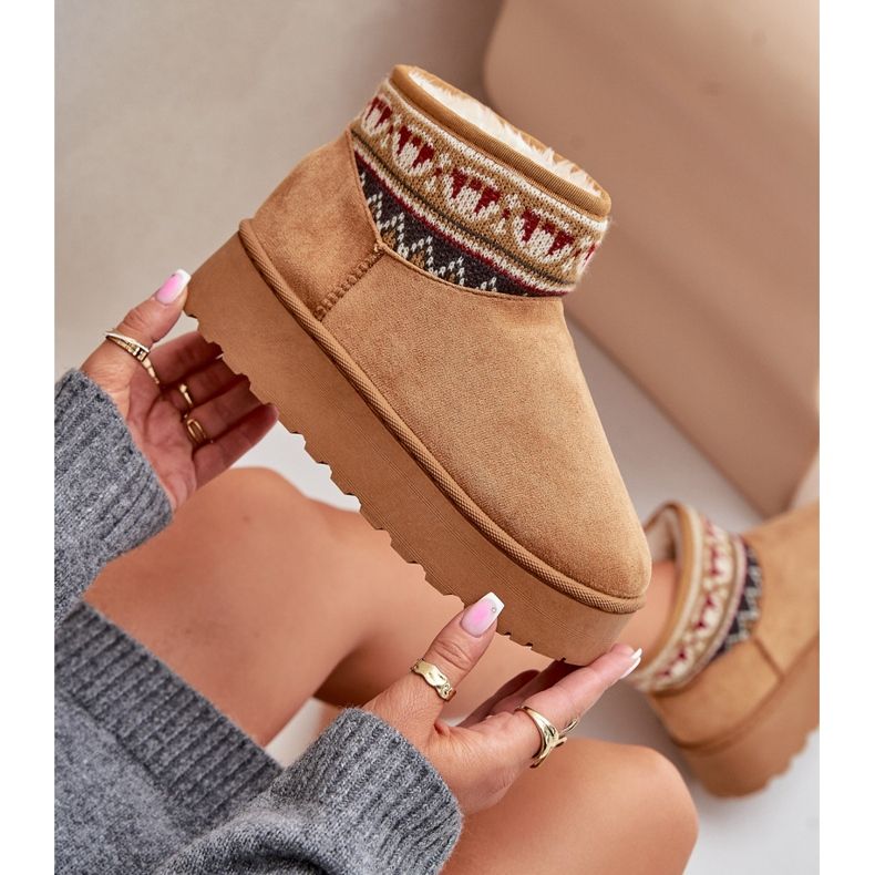 Kvinnors snökängor med mönster på Camel Avatharia-plattform brun 2