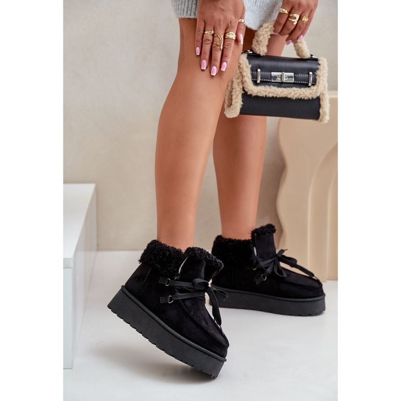Snöskor för kvinnor med päls, Branek Black Ciabellae svart 2