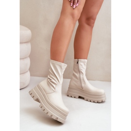 Ljusbeige Florinara ankelboots på en massiv plattform 2