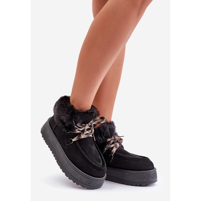 Snöskor med låg plattform för kvinnor med päls, svart Neathren 1