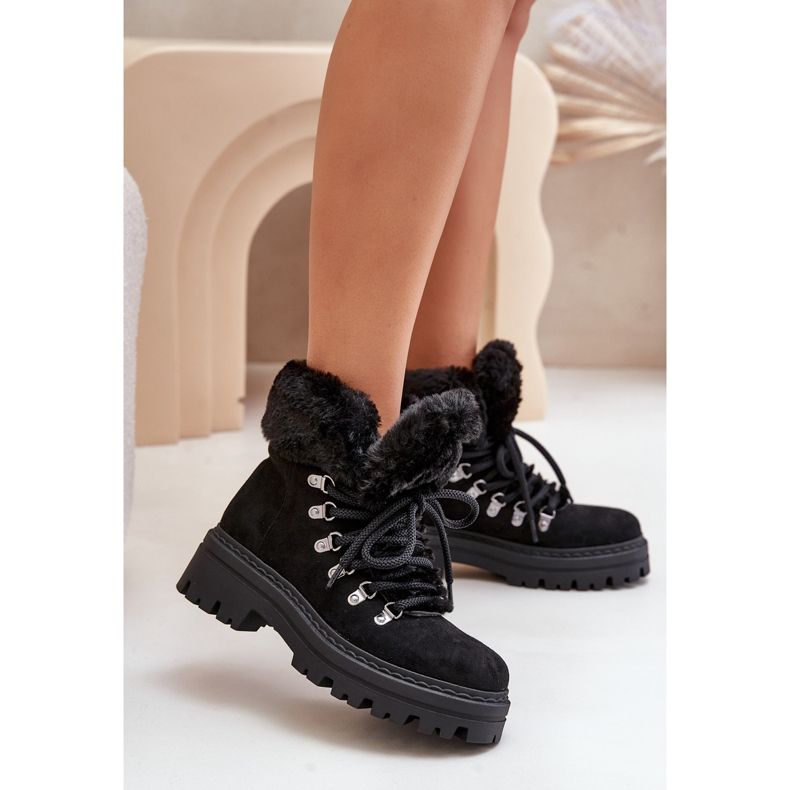 Snörfångare för kvinnor med päls, svart vaminia 2